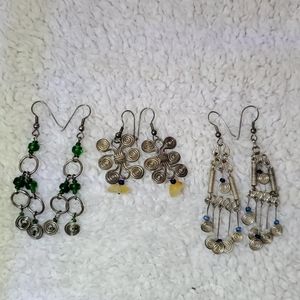 3 prs Boho Wire Earrings